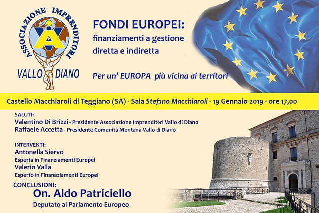 Teggiano: il 19 gennaio si discute di fondi europei con l’eurodeputato Aldo Patriciello