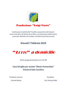 Sala Consilina: il 7 febbraio letture per gli ammalati con l’evento solidale “Letto a domicilio”