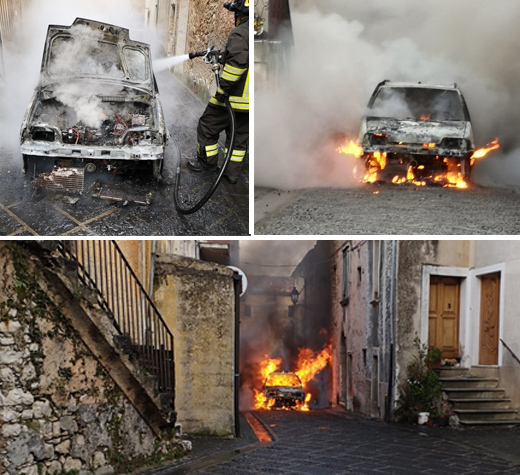 evidenza incendio auto tegg