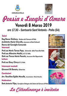 L’8 marzo a Polla l’incontro dal titolo “Poesia e Luoghi d’Amore” in occasione della Festa della Donna