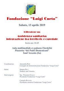 Il 13 aprile a Sant’Arsenio l’incontro “Assistenza sanitaria: integrazione tra territorio e ospedale”