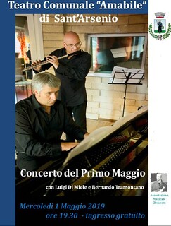 Domani a Sant’Arsenio il “Concerto del Primo Maggio” dei Maestri Luigi Di Miele e Bernardo Tramontano