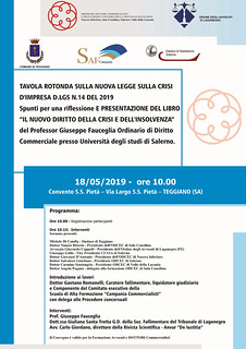 Legge sulla crisi d’impresa.Il 18 maggio a Teggiano la tavola rotonda dell’Ordine dei Commercialisti