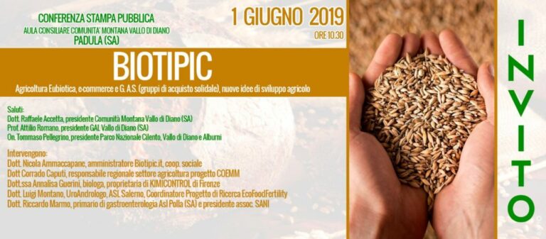 Agricoltura Eubiotica. A Padula il 1° giugno la presentazione della nascita di BIOTIPIC