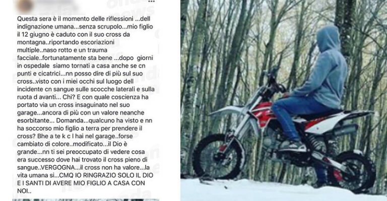 Sala Consilina: dopo l’incidente gli rubano il cross ancora insanguinato. La madre si sfoga su Facebook