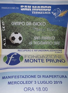 Teggiano: domani la cerimonia di riapertura del campo da gioco “Marco Fusco” a San Marco