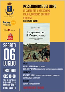 Teggiano: il 6 luglio presentazione del libro “La guerra per il Mezzogiorno” di Carmine Pinto