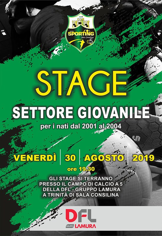 Questa sera alla DFL Lamura Stage di Calcio a 5 per il Settore Giovanile dello “Sporting Sala Consilina”