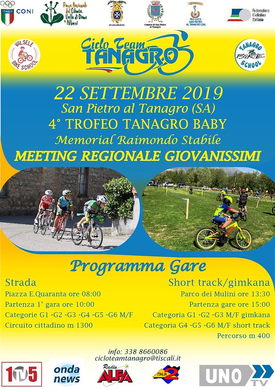 4° Trofeo Tanagro Baby. Il 22 settembre San Pietro al Tanagro ospita meeting di ciclismo giovanile