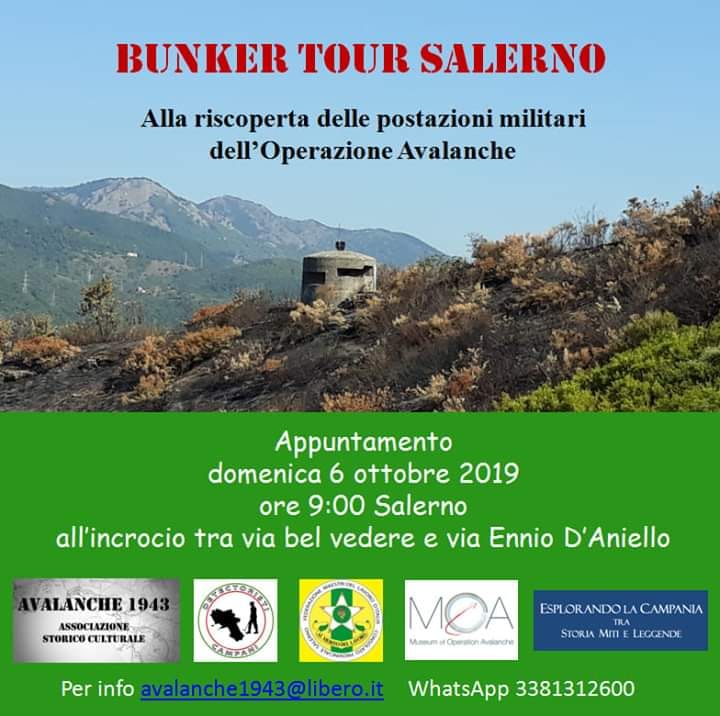 Il 6 ottobre “Bunker Tour Salerno”,alla scoperta delle postazioni militari della Seconda Guerra Mondiale