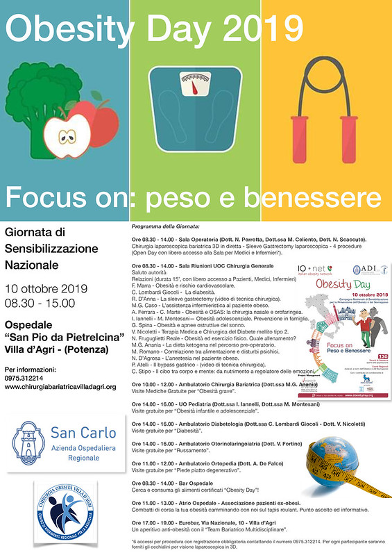 Obesity day. Il 10 ottobre all’ospedale di Villa d’Agri attività legate a “Peso e Benessere”