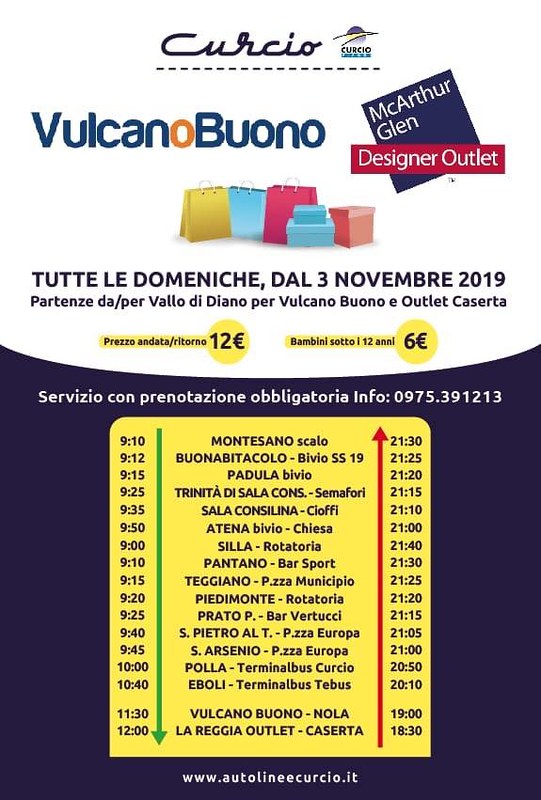 Dal 3 novembre, tutte le domeniche, Autolinee Curcio ti porta ai centri commerciali di Nola e Caserta