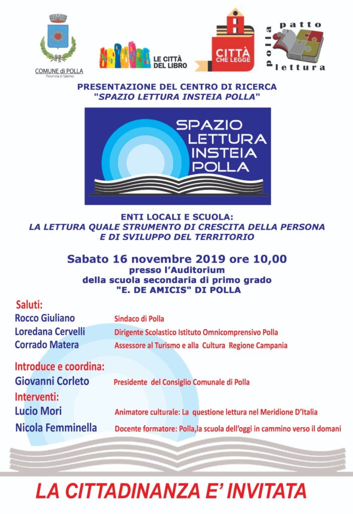 Polla: domani la presentazione del Centro di Ricerca “Spazio Lettura Insteia Polla”