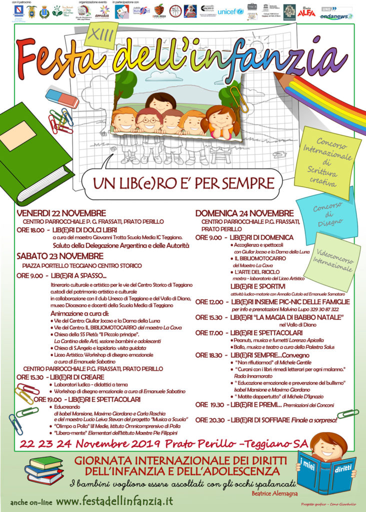 Teggiano: dal 22 al 24 novembre la Festa dell’Infanzia sul diritto all’istruzione e alla libertà