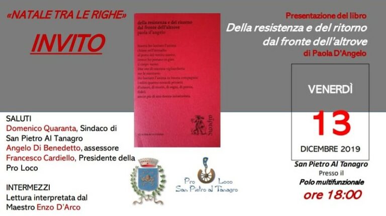 Il 13 dicembre a San Pietro al Tanagro la presentazione della raccolta di poesie di Paola D’Angelo