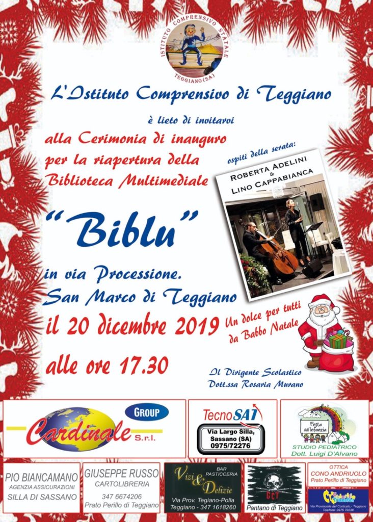 Teggiano: il 20 dicembre riapre la Biblioteca Multimediale “Biblu” in località San Marco