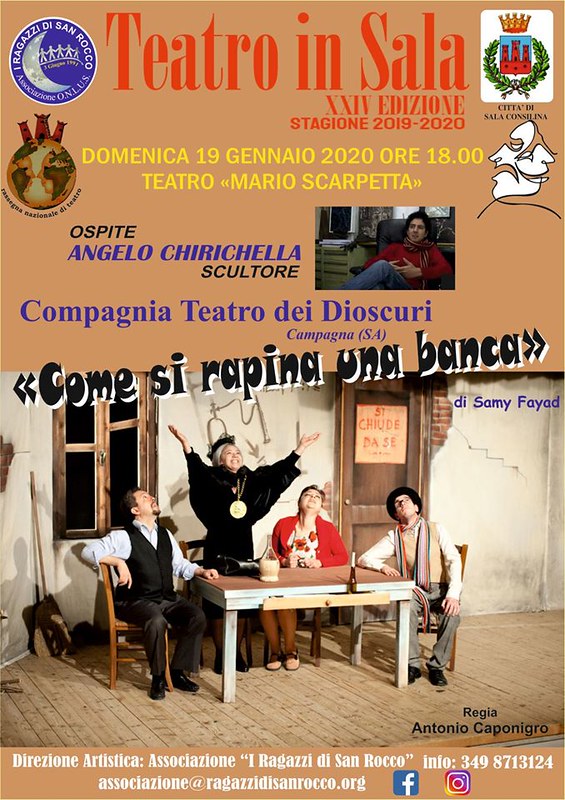 Domani a “Teatro in Sala” secondo spettacolo in concorso. Ospite lo scultore Angelo Chirichella