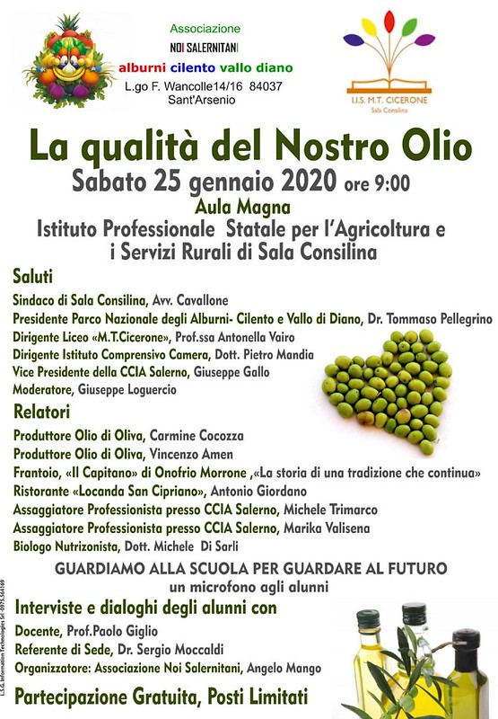 Sala Consilina: domani all’Istituto Agrario si discute di olio d’oliva con esperti del settore