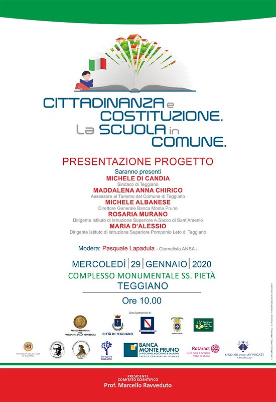 Domani a Teggiano la presentazione del progetto “Cittadinanza e Costituzione – La scuola in Comune”