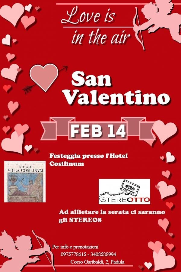 All’Hotel Villa Cosilinum di Padula uno speciale San Valentino con cena e “selfie dell’amore”