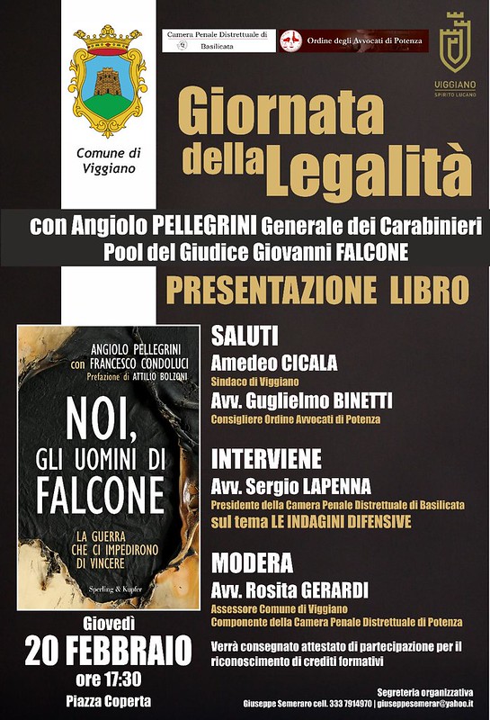 Giornata della legalità. Il 20 febbraio a Viggiano il Generale Pellegrini, braccio destro di Falcone