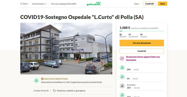 Emergenza Coronavirus. Dall’associazione AmoDiano una raccolta fondi per l’ospedale “Curto” di Polla