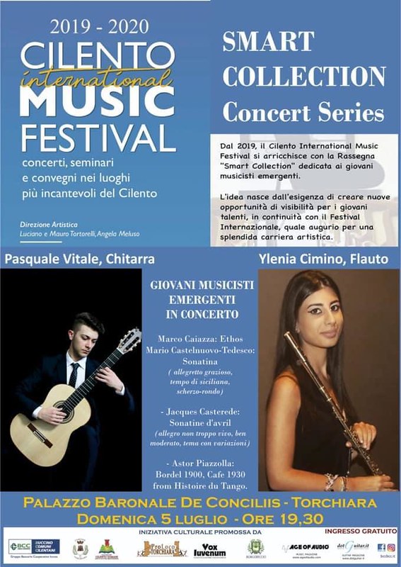 La flautista Ylenia Cimino e Pasquale Vitale il 5 luglio a Torchiara per Cilento International Music Festival