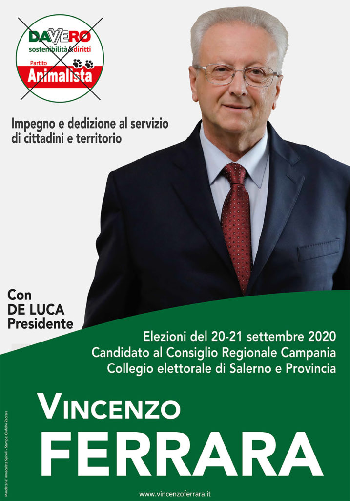 Elezioni Regionali 2020: VINCENZO FERRARA – “Davvero Partito Animalista” con De Luca Presidente