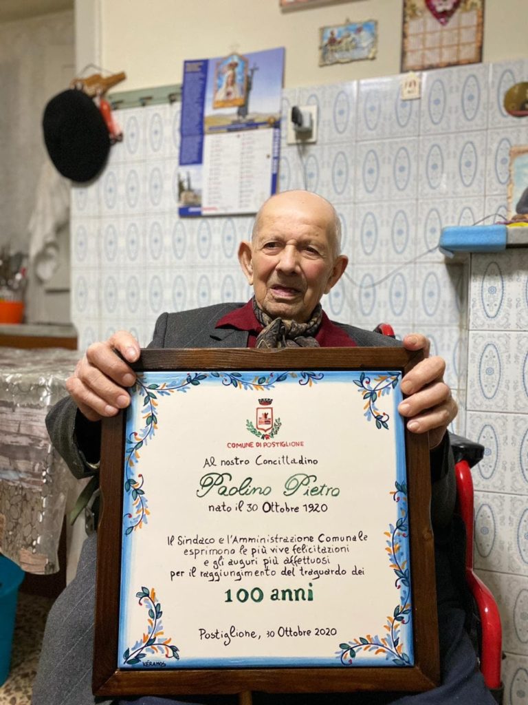 La comunità di Postiglione in festa per i 100 anni del signor Pietro Paolino