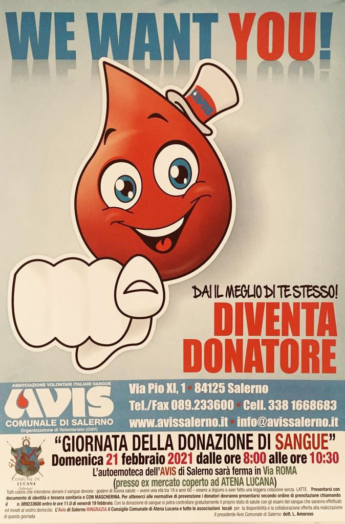 locandina donazione atena lucana 17 febbraio 2021