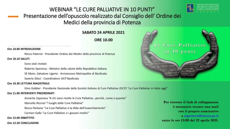 locandina evento ordine medici potenza 24 aprile 2021