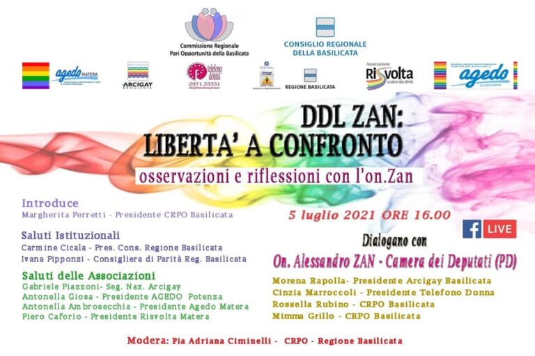 ddl zan libertà a confronto locandina 5 luglio 2021