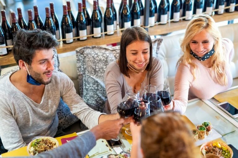 Group,Of,Friends,Toasting,And,Celebrating,The,Arrive,Of,Vaccination