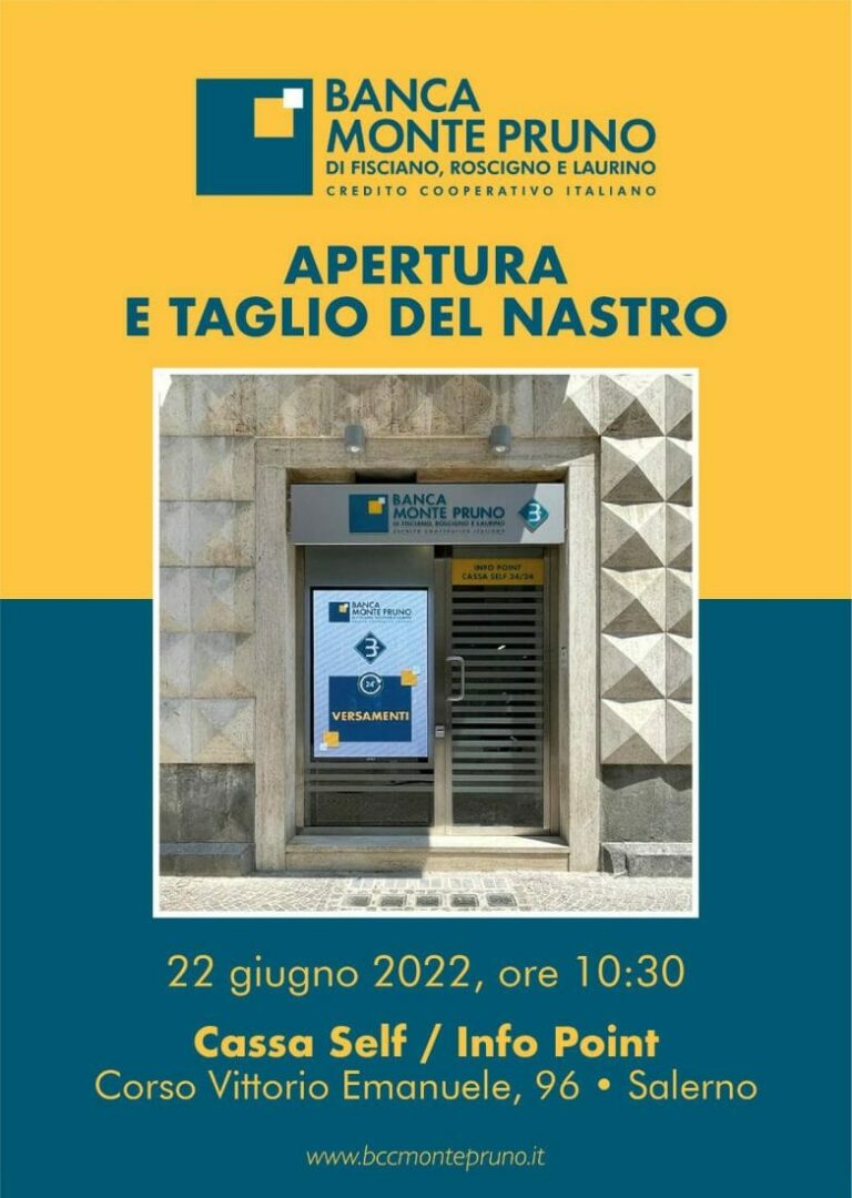 cassa self banca monte pruno salerno inaugurazione