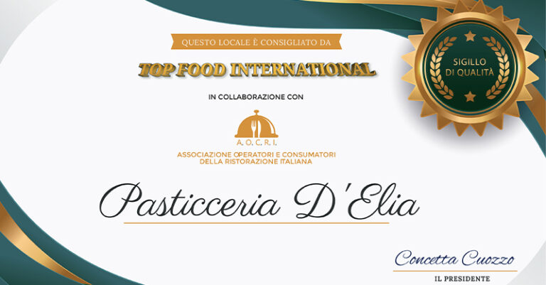 attestato pasticceria d'elia top international food