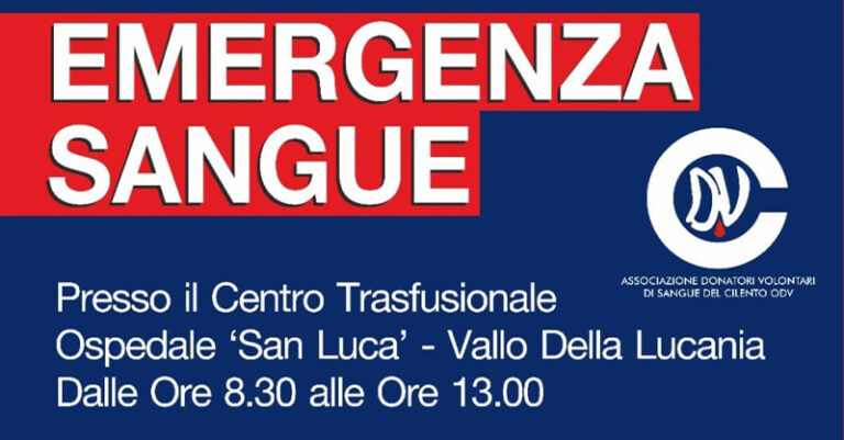 emergenza sangue vallo della lucania locandina fb